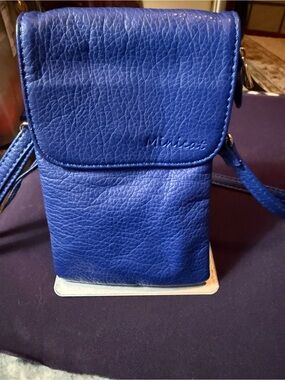 Mini Crossbody Phone Bag in Royal Blue with Embossed Logo